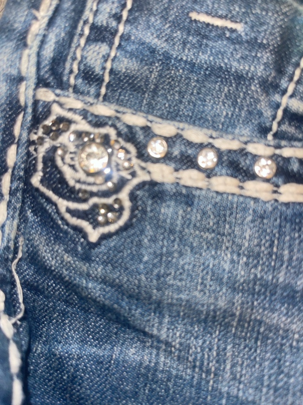 L.A. Idol Dark Blue Embellished Skinny Jeans for Women - Picture 5 of 5